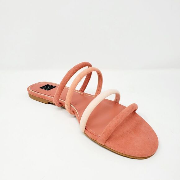 White House Black Market Briella Adobe Strappy Slide Flat Peach Sandal Size 8.5 - Picture 2 of 6